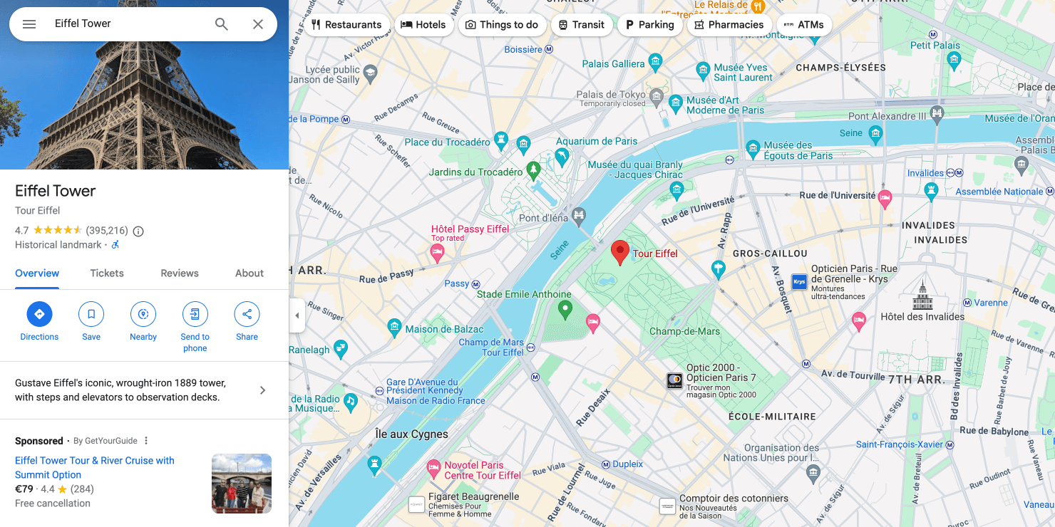 Finding and adjusting zoom in Google Maps