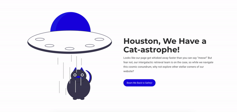 404 page design with floating spaceship effect