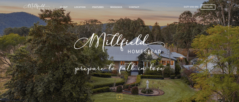 Millfield Homestead website design