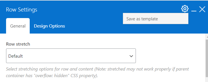 Save a row as a template in WPBakery Page Builder