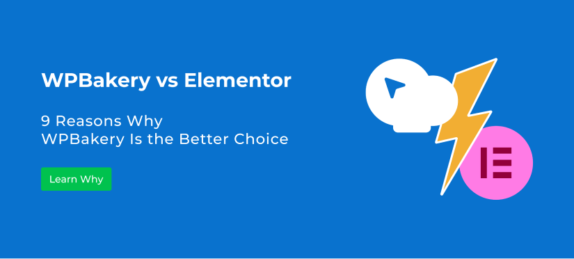 Banner promoting the comparison between WPBakery and Elementor