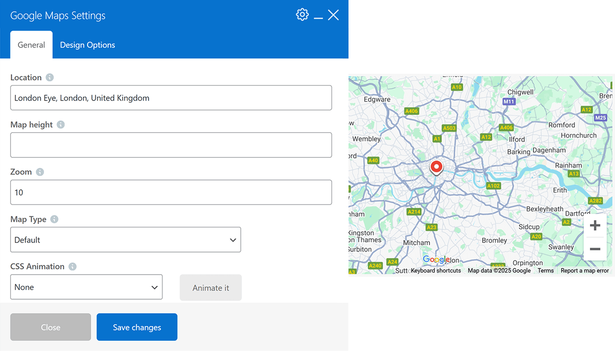 New Google Maps element in WPBakery Page Builder 