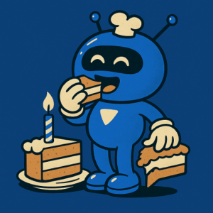 Wizzy eating birthday cake