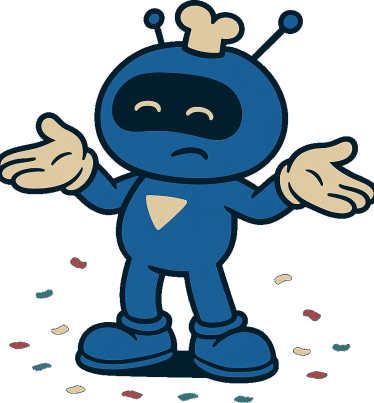 Wizzy the robot shrugging