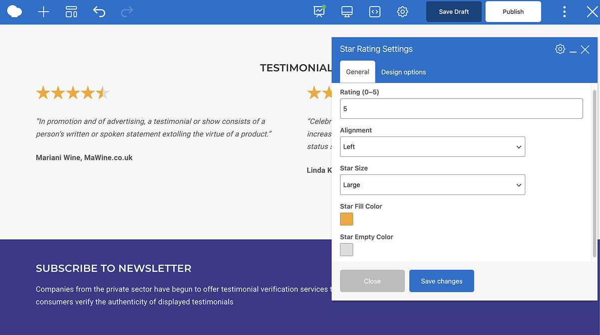 Custom 'Star Rating' element in WPBakery 