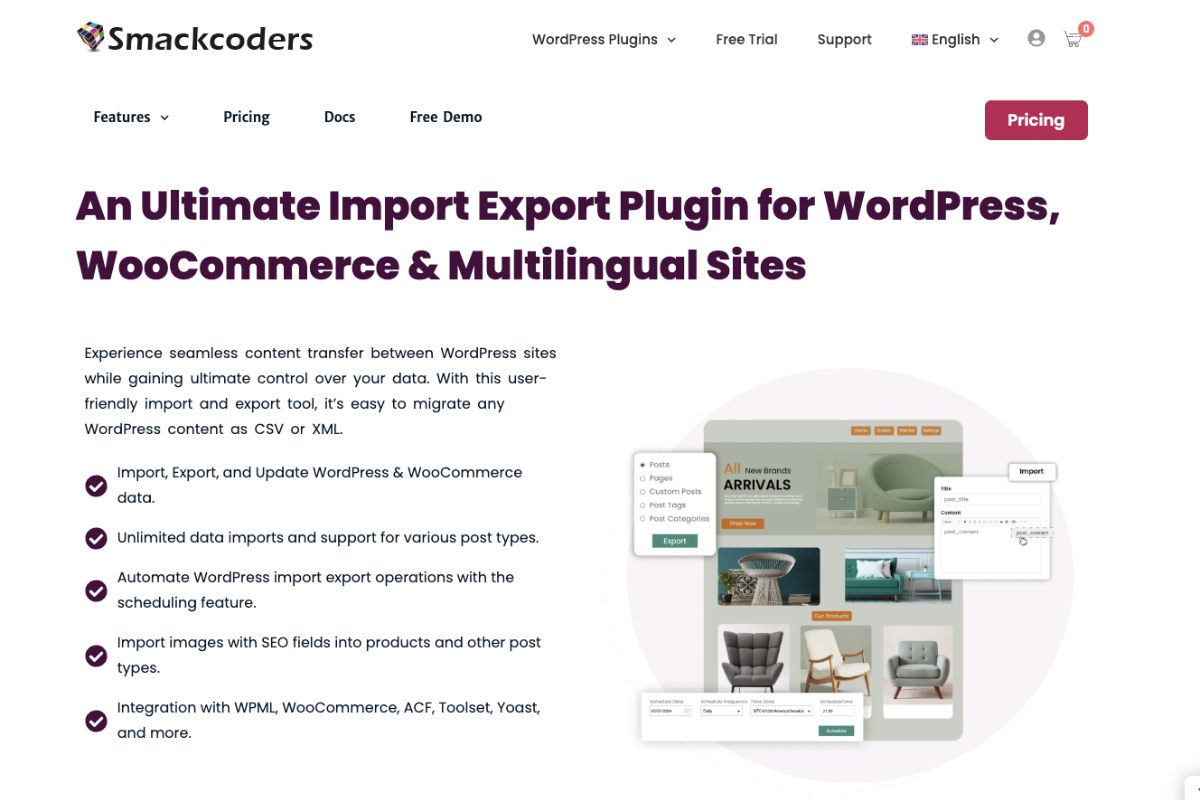 Screenshot of the WP Ultimate CSV Importer Pro plugin homepage