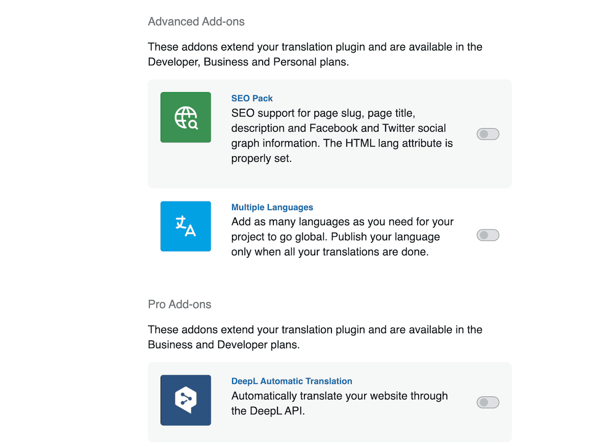 TranslatePress add-ons within the setup wizard.
