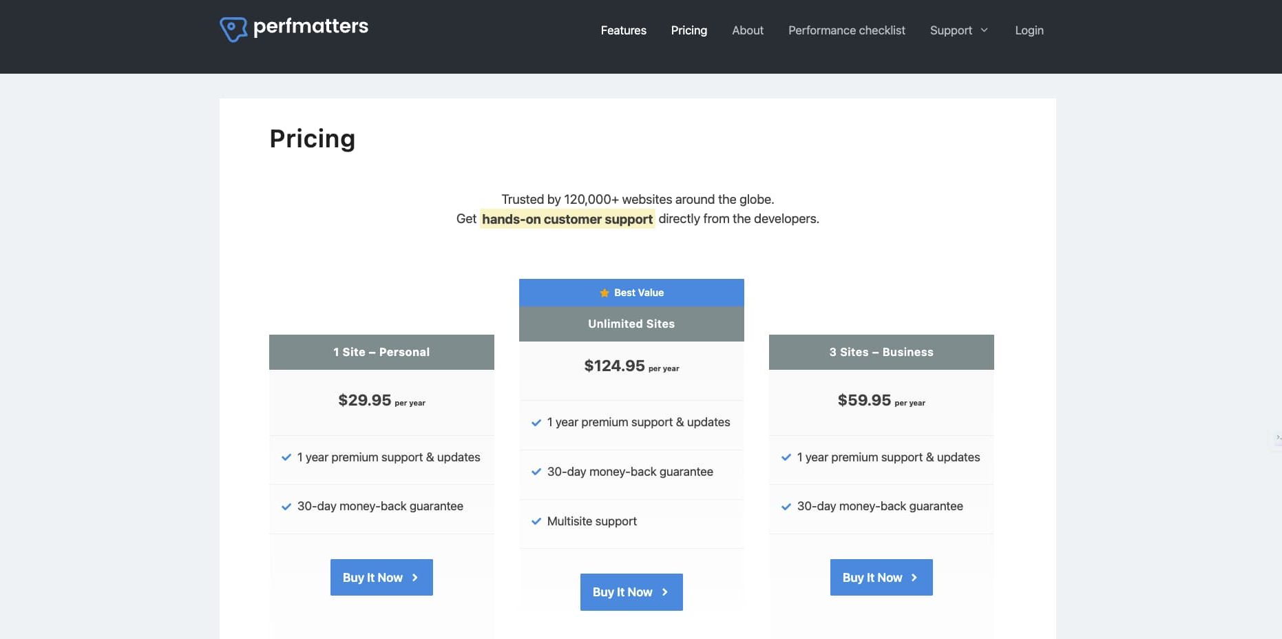Perfmatters pricing overview Perfmatters pricing overview