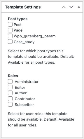 Templatera Template Settings