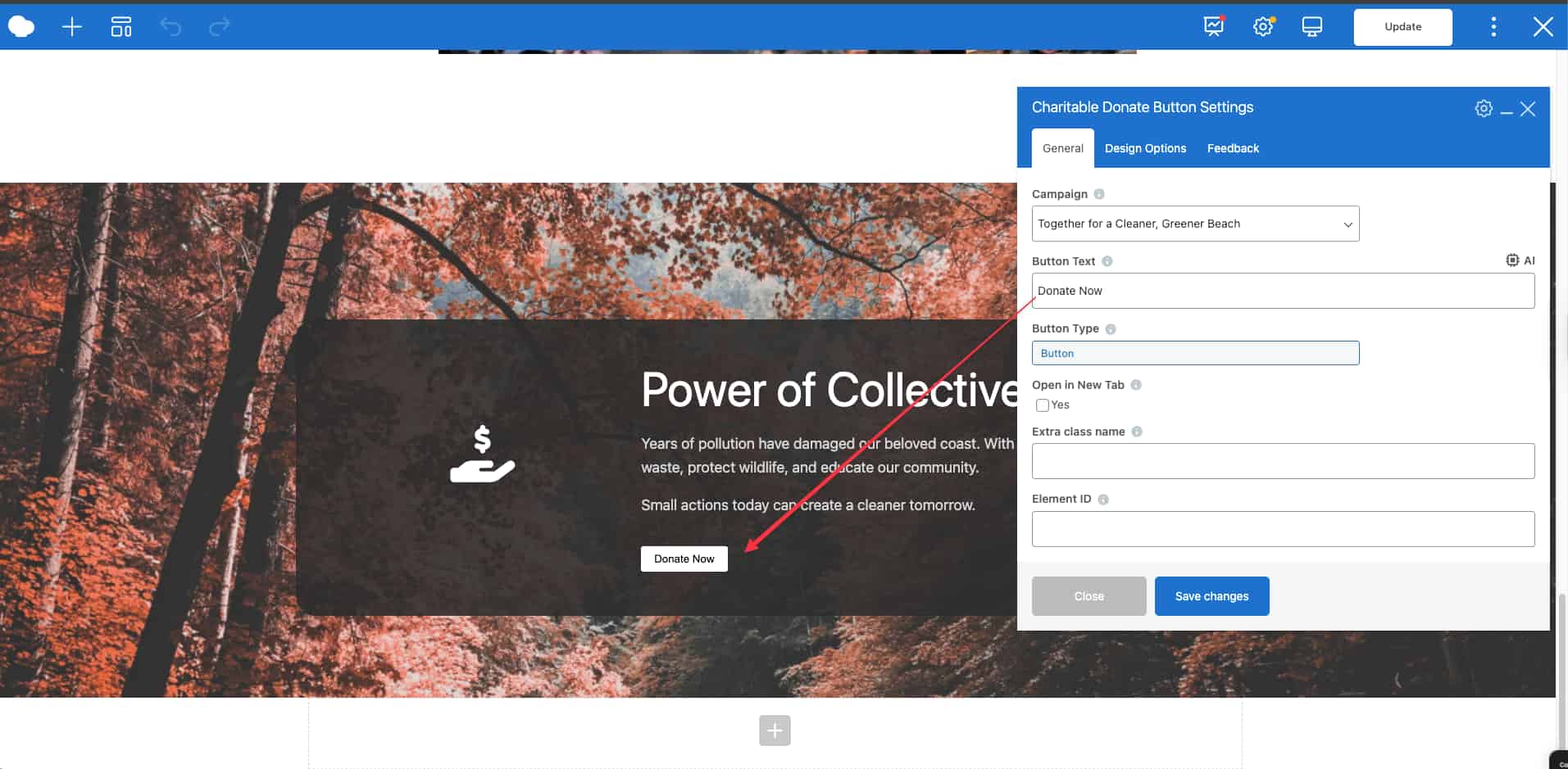 adding donation button element adding donation button element
