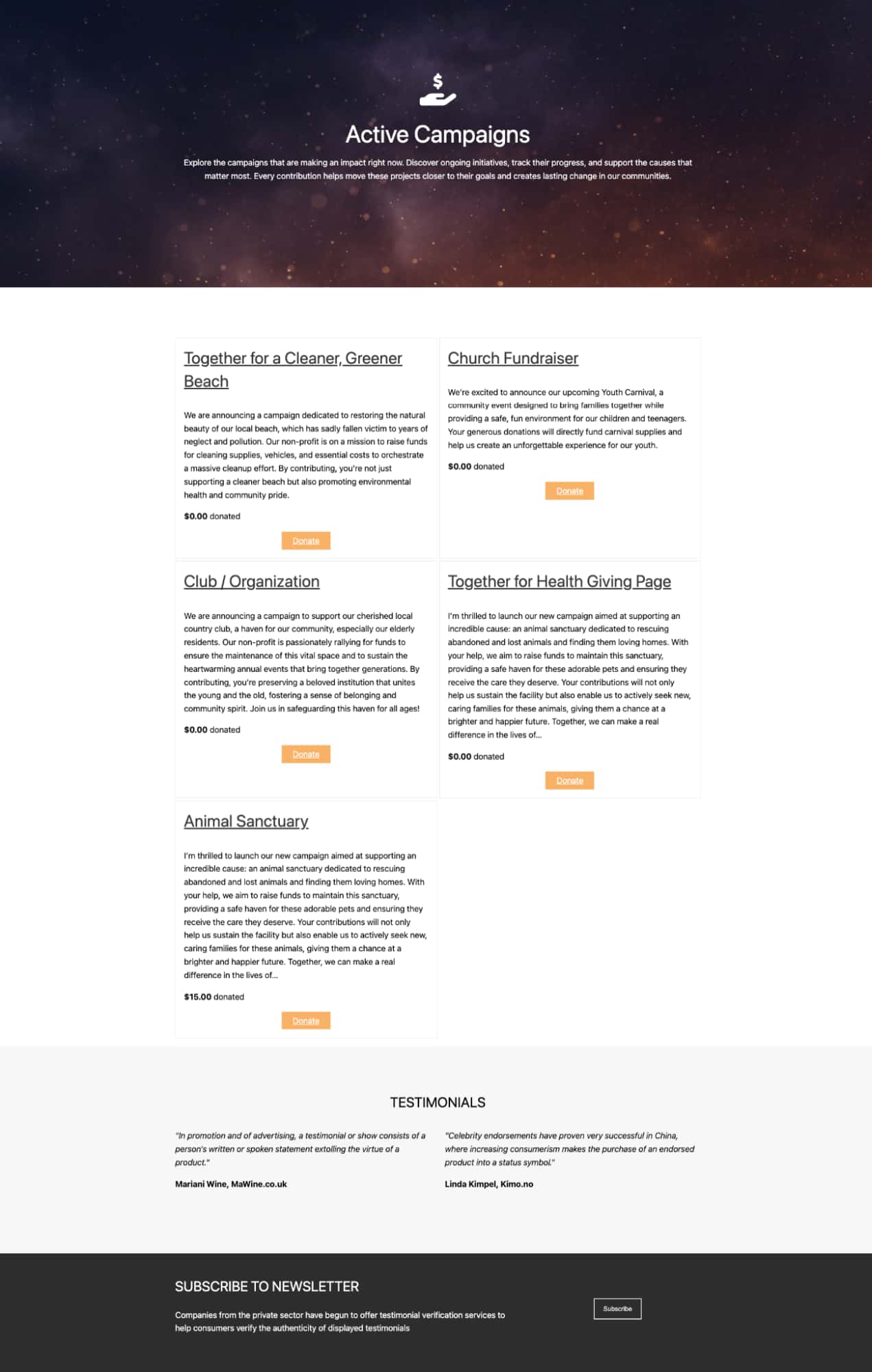 all campaigns view all campaigns view