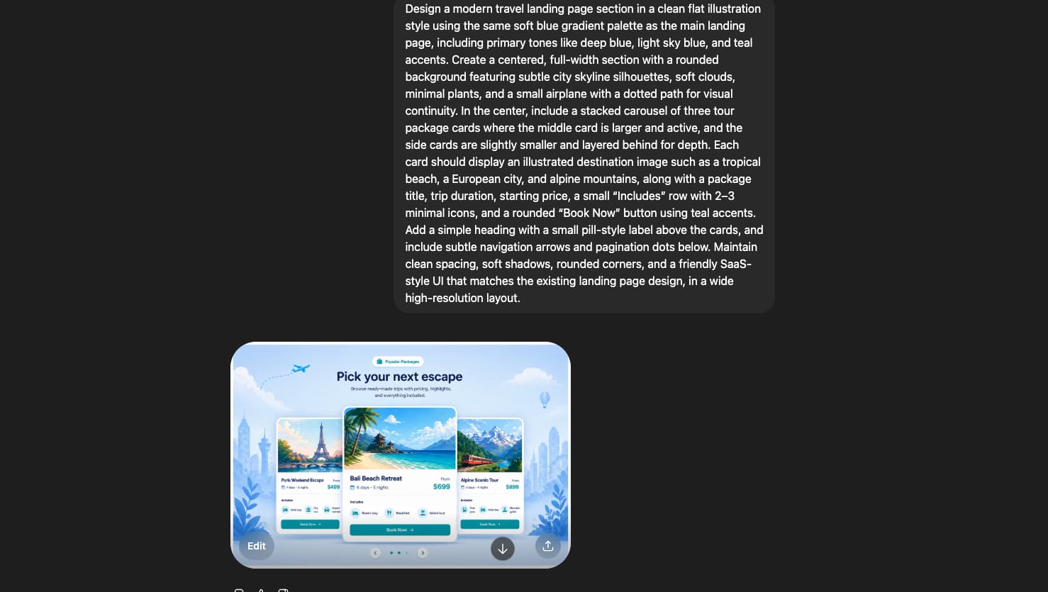 Step 9: tour package cards with stacked card animation
