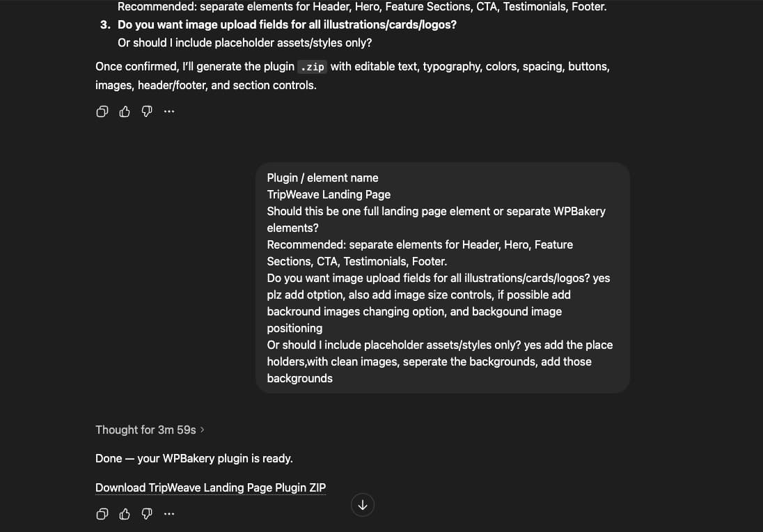 downloadable zip file containing the WPBakery custom elements