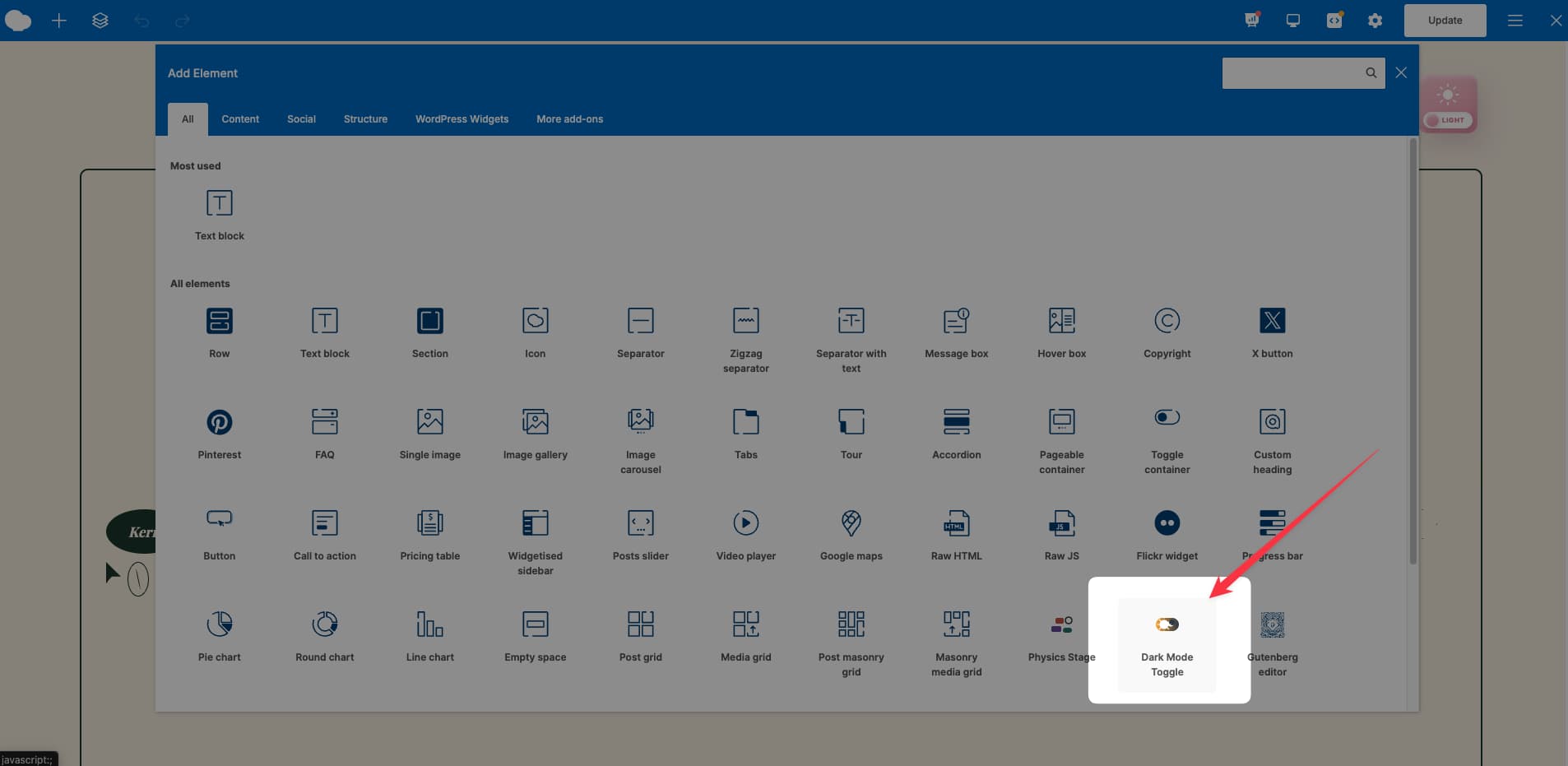 3. Add the element and choose its WPBakery settings