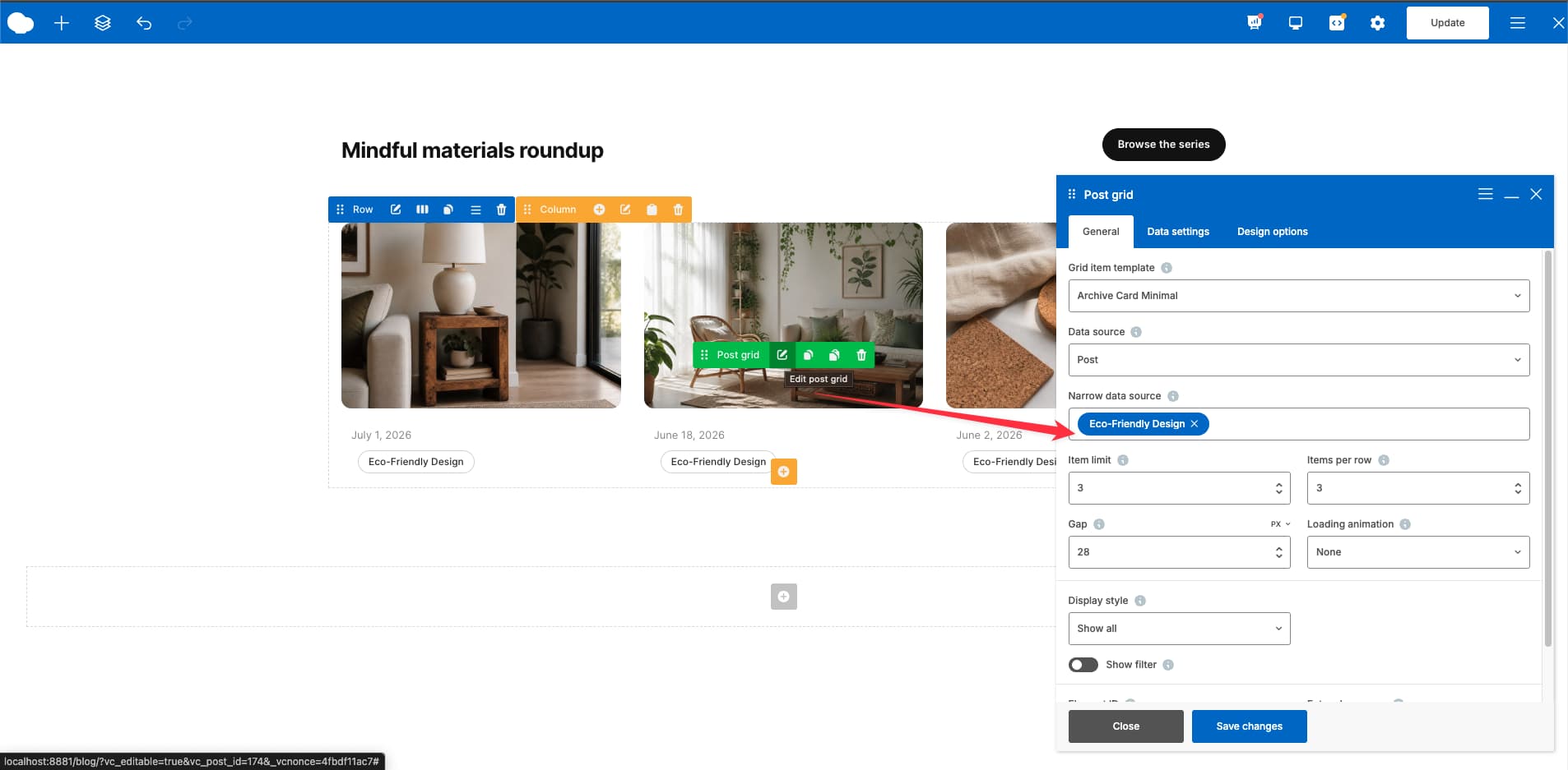 Add the category blog archive section and second post grid WPBakery