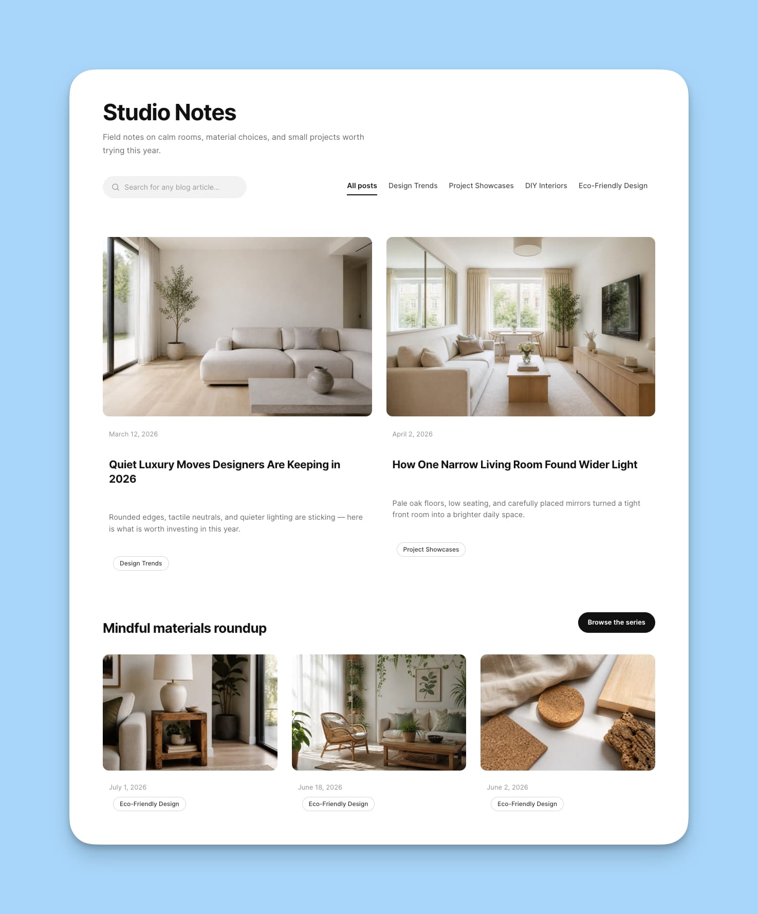 modern post archive page design reference WPBakery